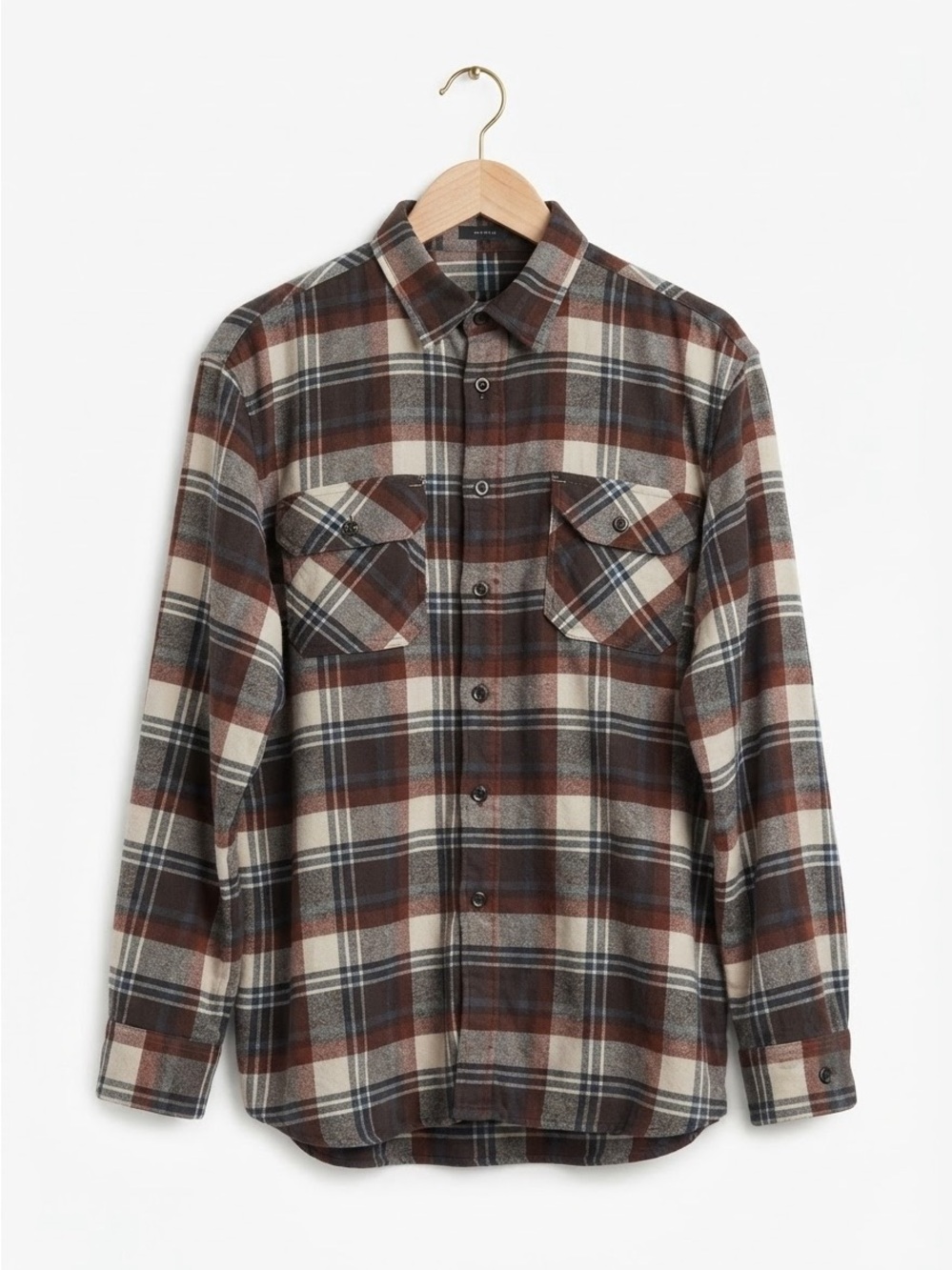 Pendleton Burnside Plaid Flannel Long Sleeve Shirt Brown Burgundy XL